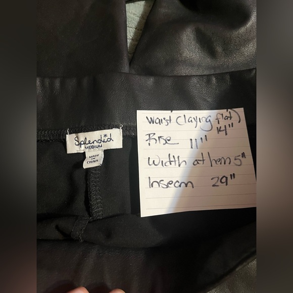 Splendid Faux Leather Black Full Length Fitted Silhouette Wide Waistband Size M - Picture 6 of 9